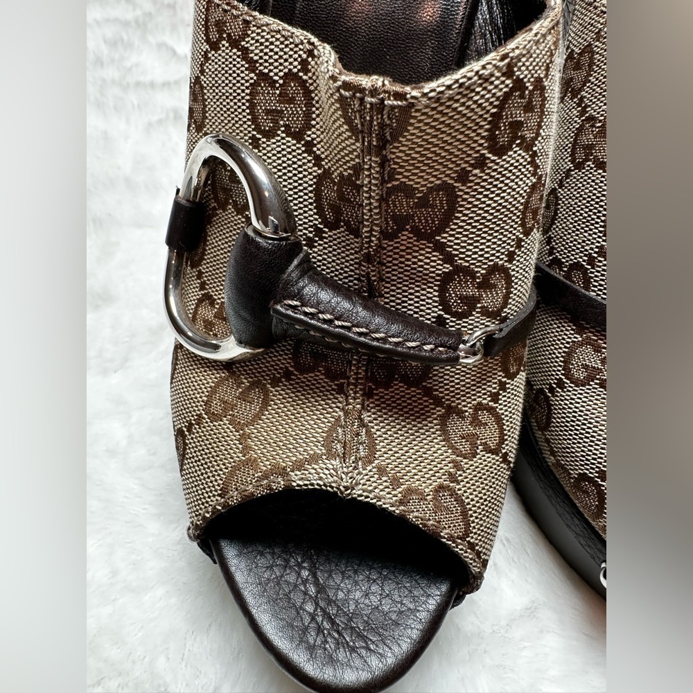 Gucci Women's Brown Monogram Mules - Picture 6 of 16